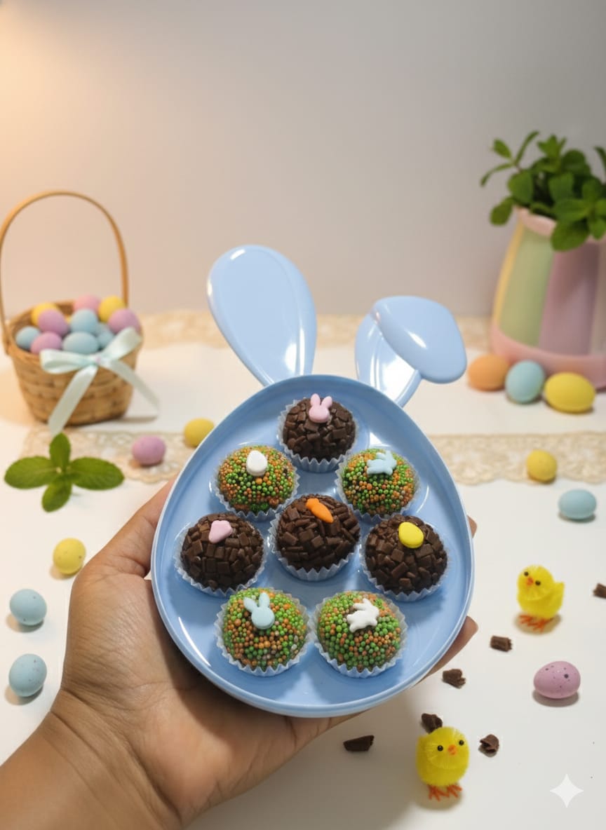 Brigadeiros gourmet de Páscoa em formato de coelho